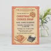 Invitation Échange de biscuits de Noël rétro vintage (Debout devant)