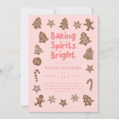 Invitation Échange de biscuits de Noël rose (Devant)