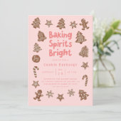 Invitation Échange de biscuits de Noël rose (Debout devant)