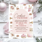 Invitation Échange de biscuits de Noël rose Pastel