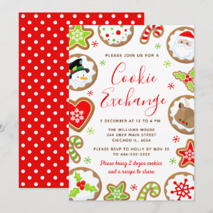 Invitation Échange de biscuits de Noël rouge et vert