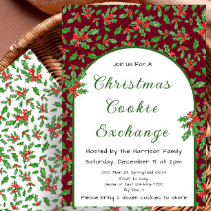 Invitation Échange de biscuits de Noël rouge et vert avec du