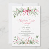 Invitation Échange de biscuits de Noël Ruban rose Fêtes (Devant)