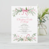 Invitation Échange de biscuits de Noël Ruban rose Fêtes (Debout devant)