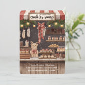 Invitation « Échange de biscuits de Noël rustique » (Debout devant)