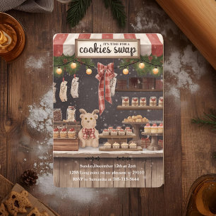Invitation « Échange de biscuits de Noël rustique »