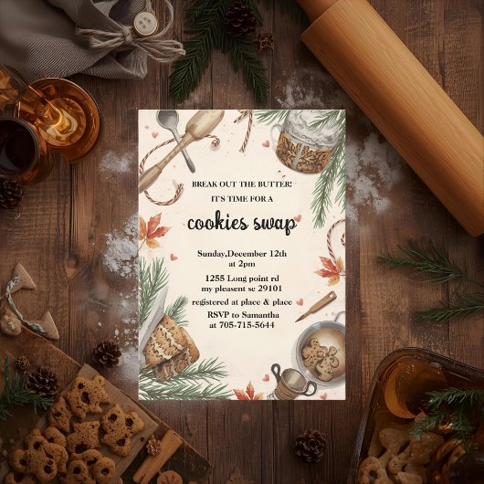Invitation Échange de biscuits de Noël rustique | Fête de pât