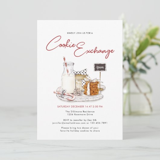 Invitation Échange de biscuits de vacances modernes (Debout devant)