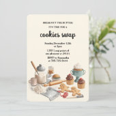 Invitation Échange de biscuits de vacances rustique | Noël co (Debout devant)