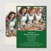 Invitation Échange de biscuits rétro de Noël (Devant / Derrière)