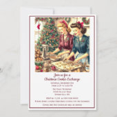 Invitation Échange de biscuits rétro de Noël  (Devant)