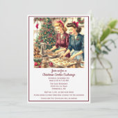 Invitation Échange de biscuits rétro de Noël  (Debout devant)