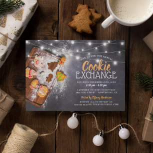 Invitation Échange de biscuits rustique - Fête de Noël