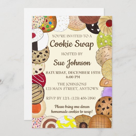 Invitation Échange de biscuits Vente de biscuits Vente de bis (Devant / Derrière)