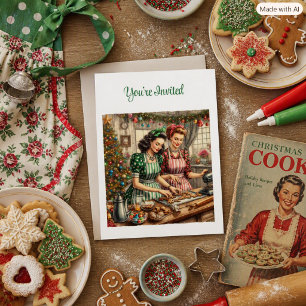 Invitation Échange de biscuits vintage de Noël