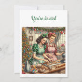 Invitation Échange de biscuits vintage de Noël (Devant)