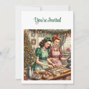 Invitation Échange de biscuits vintage de Noël