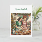 Invitation Échange de biscuits vintage de Noël  (Debout devant)