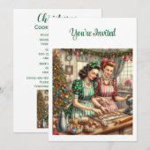 Invitation Échange de biscuits vintage de Noël  (Devant / Derrière)
