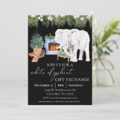 Invitation Échange de cadeaux à l'éléphant blanc aquarelle (Debout devant)