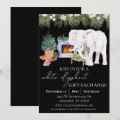 Invitation Échange de cadeaux à l'éléphant blanc aquarelle (Devant / Derrière)