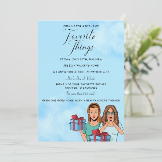 Invitation Échange de Cadeaux de Choses Préférées (Debout devant)
