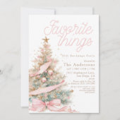 Invitation Échange de cadeaux de choses préférées Noël Rose (Devant)