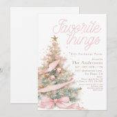 Invitation Échange de cadeaux de choses préférées Noël Rose (Devant / Derrière)