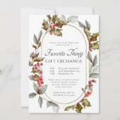 Invitation Échange de Cadeaux de Fleurs Élégantes de Choses P (Devant)