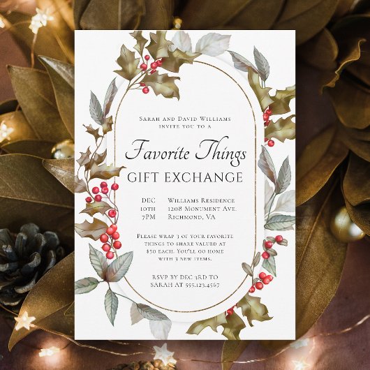 Invitation Échange de Cadeaux de Fleurs Élégantes de Choses P