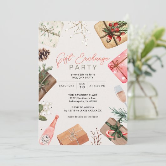 Invitation Échange de cadeaux de l'ami (Debout devant)