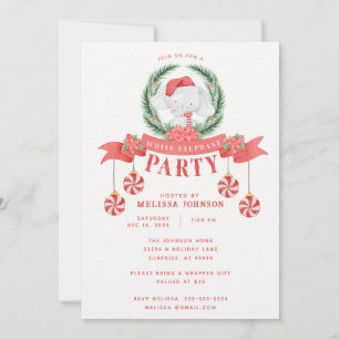 Invitation Échange de cadeaux de Noël à l'éléphant blanc