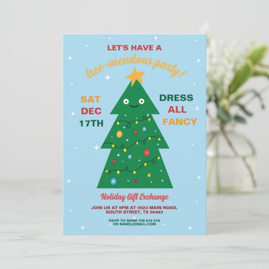 Invitation Échange de cadeaux de Noël Arbre (Debout devant)