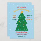 Invitation Échange de cadeaux de Noël Arbre (Devant / Derrière)