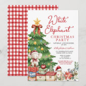 Invitation Échange de cadeaux de Noël avec un éléphant blanc (Devant / Derrière)