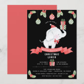 Invitation Échange de cadeaux de Noël déjeuner Éléphant Blanc (Devant / Derrière)