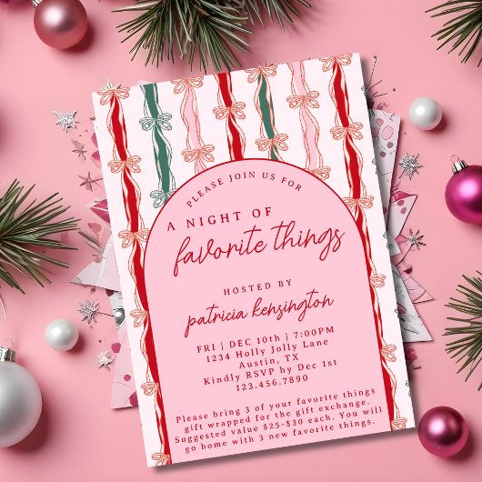 Invitation Échange de cadeaux de Noël des choses préférées ro
