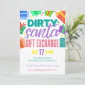 Invitation Échange de cadeaux de Noël Dirty Santa de couleurs (Debout devant)
