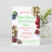 Invitation Échange de cadeaux de Noël Eléphant Blanc (Debout devant)