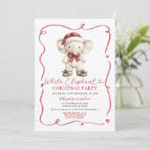 Invitation Échange de cadeaux de Noël éléphant blanc de fête (Debout devant)