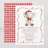 Invitation Échange de cadeaux de Noël éléphant blanc de fête (Devant / Derrière)