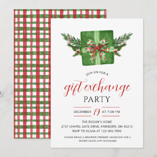 Invitation Échange de cadeaux de Noël fête aquarelle festive