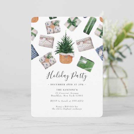 Invitation Échange de cadeaux de Noël Fête de vacances (Debout devant)