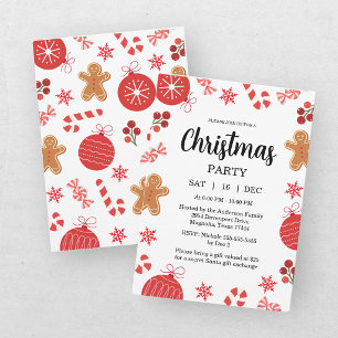 Invitation Échange de cadeaux de Noël Fête de vacances rouge