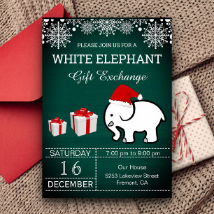 Invitation Échange de cadeaux de Noël Holiday White Elephant