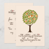 Invitation Échange de cadeaux de Noël Perdreau dans un poirie (Devant / Derrière)