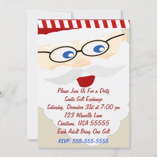 Invitation Échange de cadeaux de Noël Père Noël (Devant)