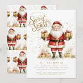 Invitation Échange de cadeaux de Noël Secret Santa (Devant / Derrière)