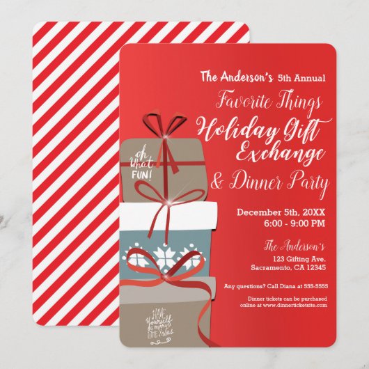 Invitation Échange de cadeaux de vacances entre amis (Devant / Derrière)