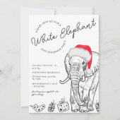 Invitation Échange de cadeaux d'éléphant blanc dessiné Noël (Devant)